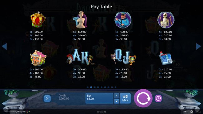 Slot game symbols paytable. by Free Slots 247