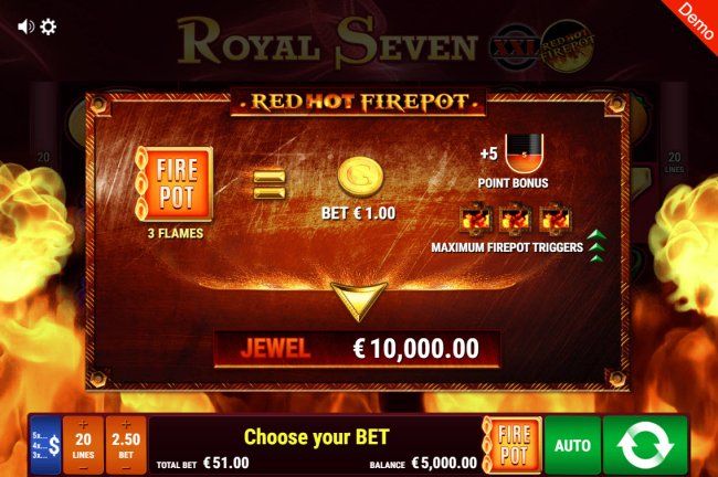 Royal Seven XXL Red Hot Fire Pot by Free Slots 247