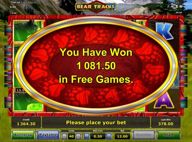 Free Games feature pays out a total of 1,081.50 - Free Slots 247