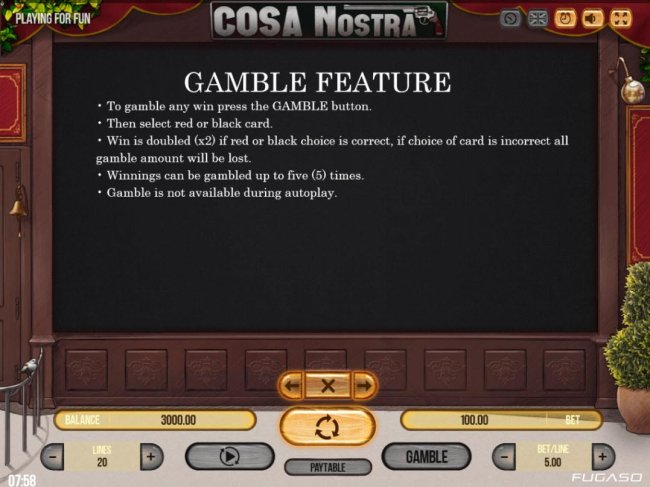 Gamble Feature Rules by Free Slots 247