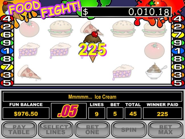 Free Slots 247 - Collecting the three pieces of the ice cream cone triggers a bonus win.