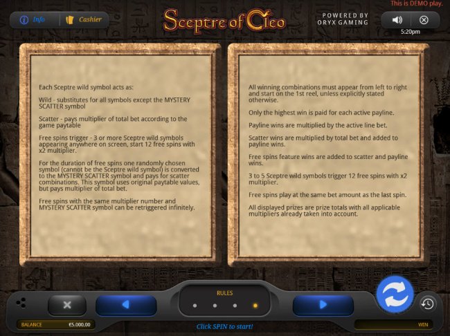 Sceptre of Cleo by Free Slots 247