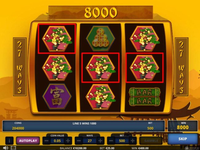 Free Slots 247 - A 7000 coin jackpot triggered by multiple winning combinations.
