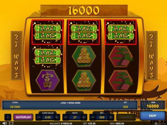 Double-BAR symbols leads to an 16000 coin super win. - Free Slots 247