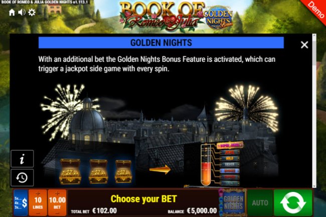 Book of Romeo & Julia Golden Nights Bonus by Free Slots 247