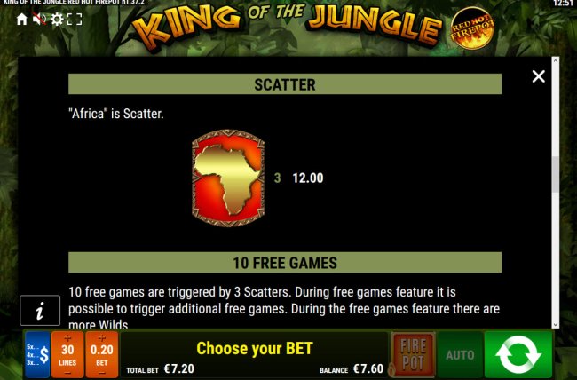 King of the Jungle Red Hot Firepot screenshot