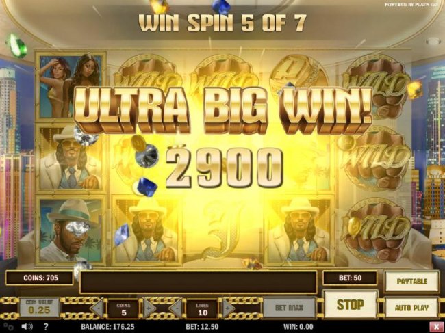 An Ultra Big Win is triggered by multiple winning paylines during the free spin feature - Free Slots 247