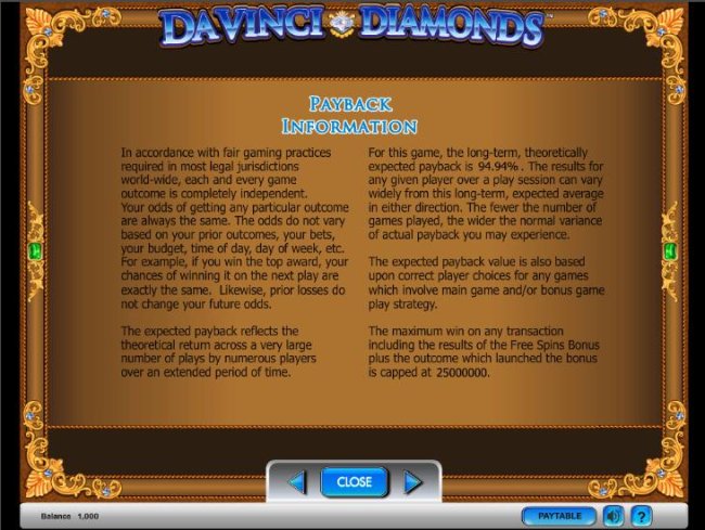 Free Slots 247 image of Da Vinci Diamonds