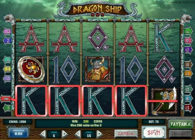 four of kind triggers a 250 coin big win by Free Slots 247