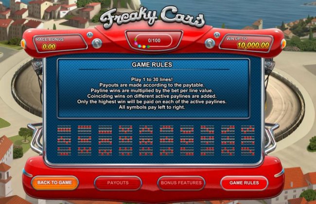 Free Slots 247 - game rules and payline diagrams