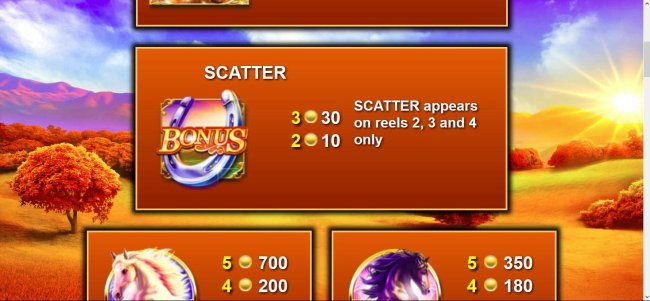 Horseshoe Bonus is the games scatter symbol and appears on reels 2, 3 and 4 only. - Free Slots 247