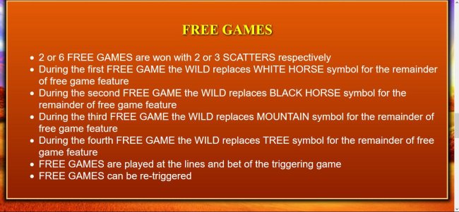 2 or 6 Free Games are won with 2 or 3 scatters respectively. - Free Slots 247