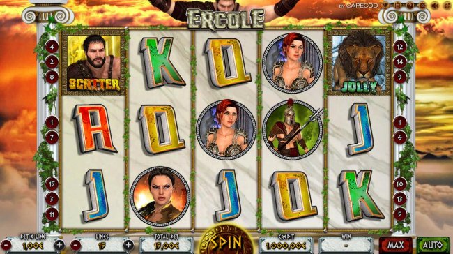 Free Slots 247 - Main game board featuring five reels and 15 paylines with a $15,000 max payout.
