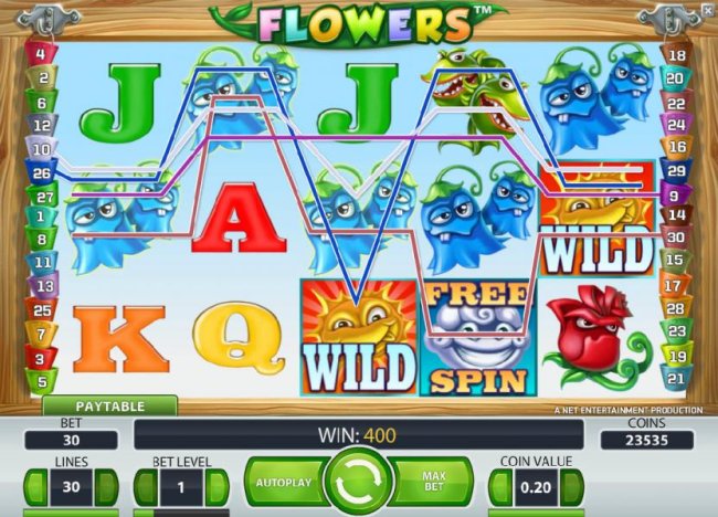 Free Slots 247 - 400 coin big win triggered by a couple of wild symbols