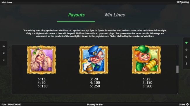Free Slots 247 - Paytable - High Value Symbols