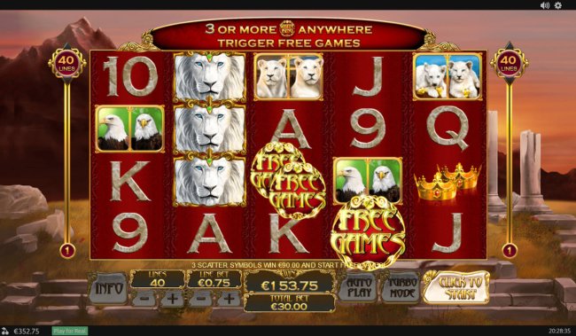 Scatter win triggers the free spins feature by Free Slots 247