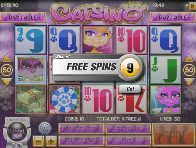 Free Slots 247 - 9 free spins awarded.