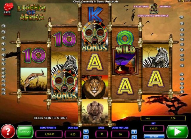 Main game board featuring five reels and 30 paylines with a $2,000 max payout by Free Slots 247
