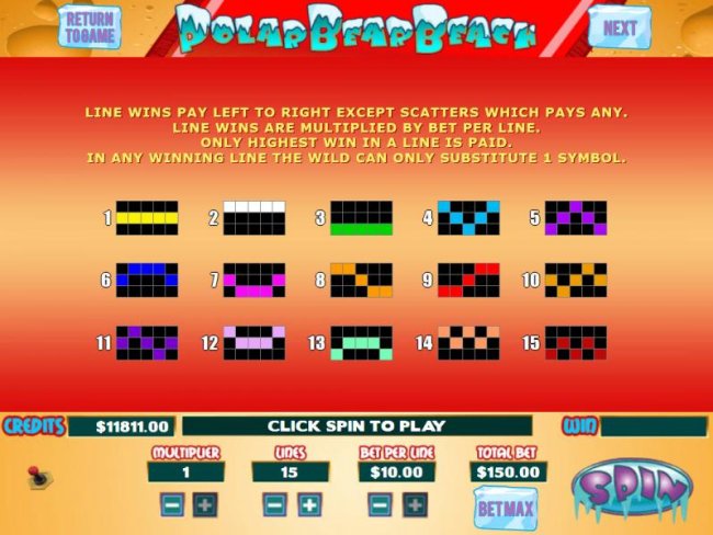 Payline Diagrams 1-15 Line wins pay left to right except scatters which pays any. - Free Slots 247