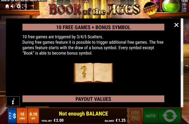 Free Slots 247 image of Book of the Ages Red Hot Firepot