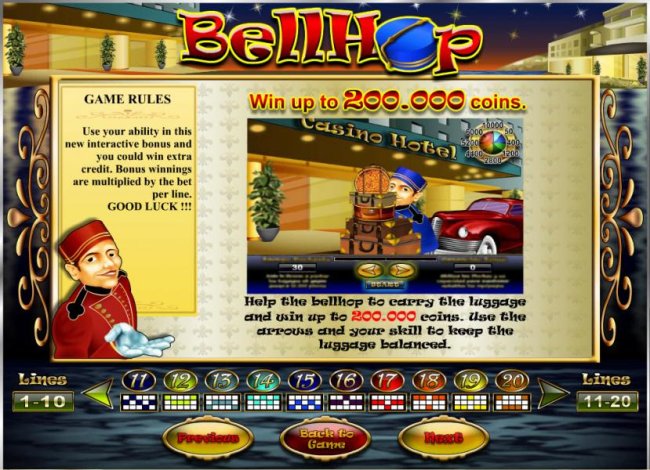 help the bellhop to carry the luggage and win up to 200,000 coins - Free Slots 247