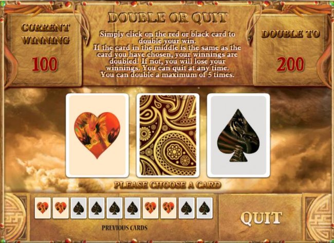 Free Slots 247 - double or quit gamble feature - game board
