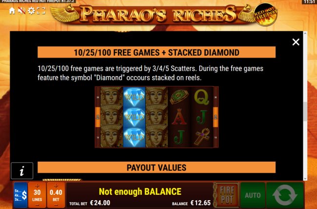 Pharaoh's Riches Red Hot Firepot by Free Slots 247
