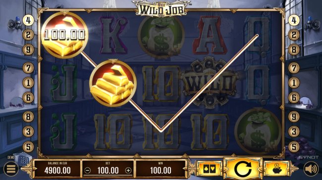 Gold Bars triggers a 100 coin payout by Free Slots 247
