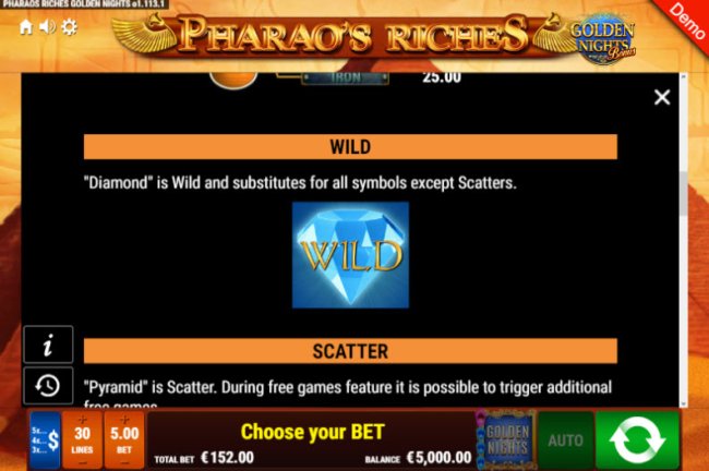 Pharao's Riches Golden Nights Bonus screenshot