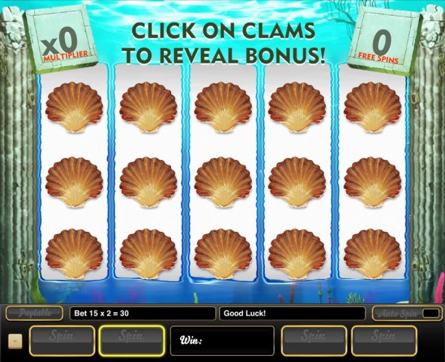 Click on clams to reveal bonus. - Free Slots 247