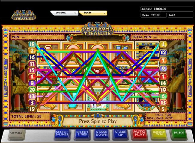Pharaoh's Treasure slot game twenty pay out lines by Free Slots 247
