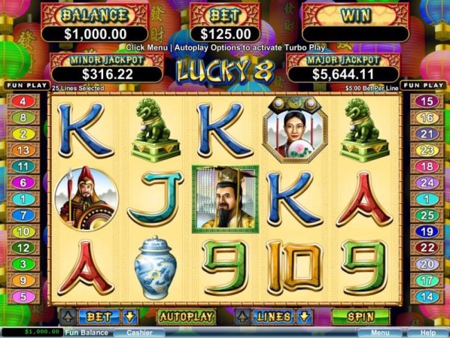 Free Slots 247 - Main game board featuring five reels and 25 paylines with a $35,520 max payout