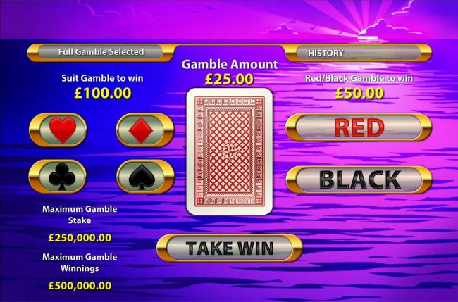 Free Slots 247 - Gamble feature game board is available after every winning spin. For a chance to increase your winnings, select the correct color or suit of the next card or take win.
