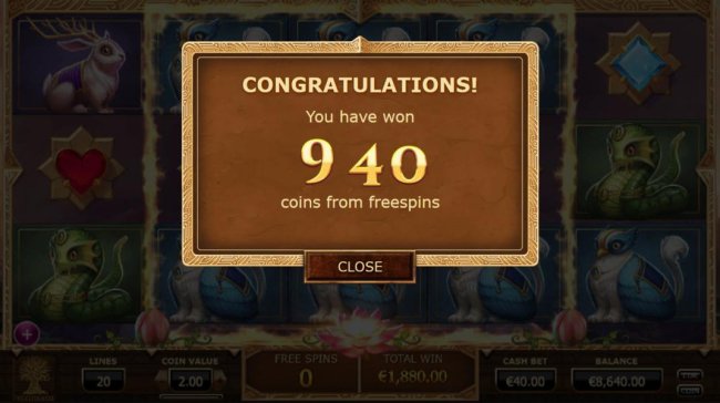 The free spin feature award 940 credits for a big win. by Free Slots 247