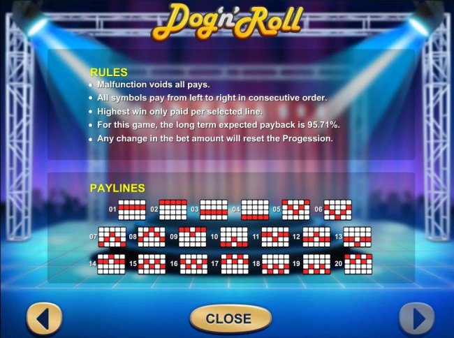 Payline Diagrams 1-20. Theoretical return to player for this game is 95.71%. by Free Slots 247
