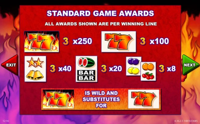 Standard Game Awards featuring classic slot themed icons. - Free Slots 247