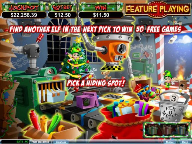 Find three elfs in the first 3 picks and win 50 free games - Free Slots 247