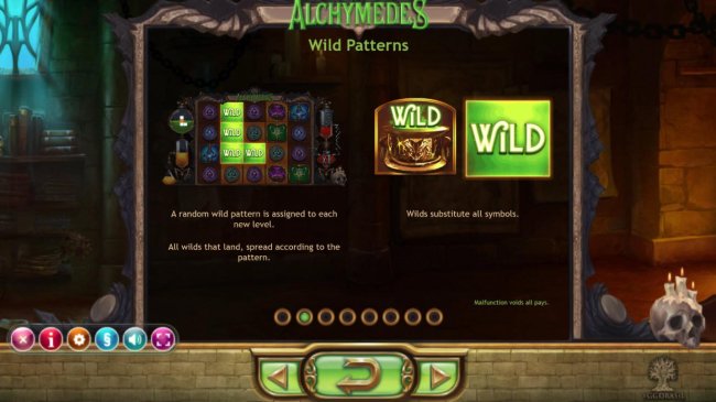 Wild Patterns - A random wild pattern is assigned to each level. All wilds that land, spread according to the pattern. Wilds substitute for all symbols. by Free Slots 247