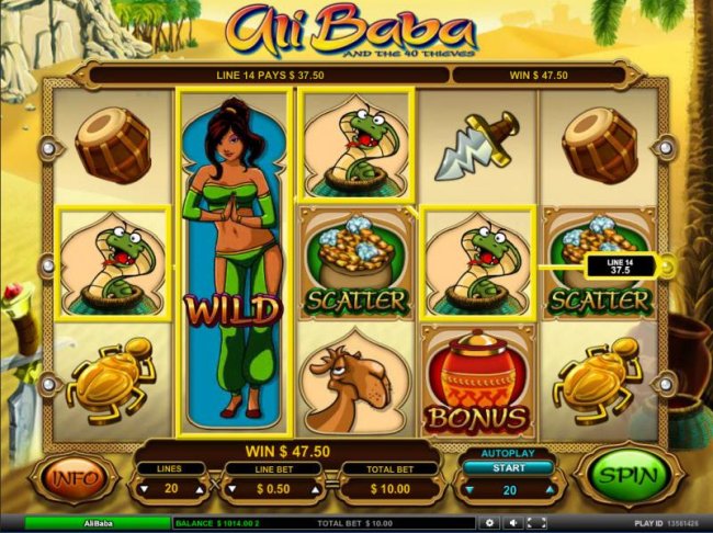 sticky wild combines with mulple winning paylies to trigger a 47.40 coin jackpot - Free Slots 247