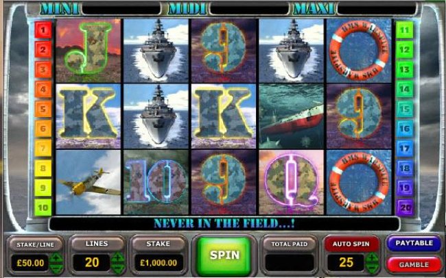 Free Slots 247 - main game board featuring five reels , twenty paylines and a progressive jackpot