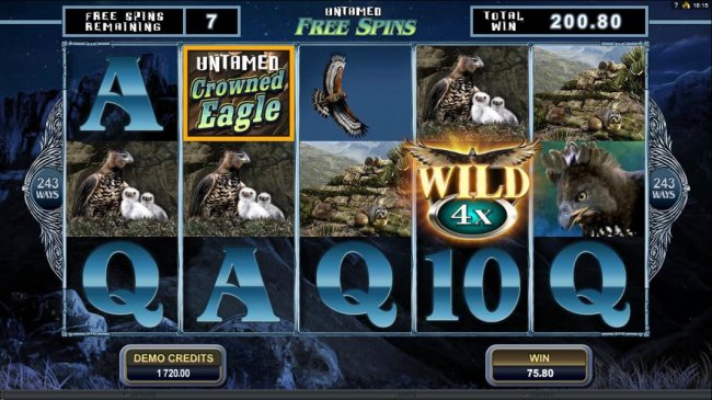 Free Slots 247 - Soaring Wild symbol triggers a 4x payout