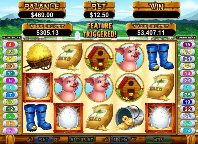 three egg symbols triggers free spins feature by Free Slots 247