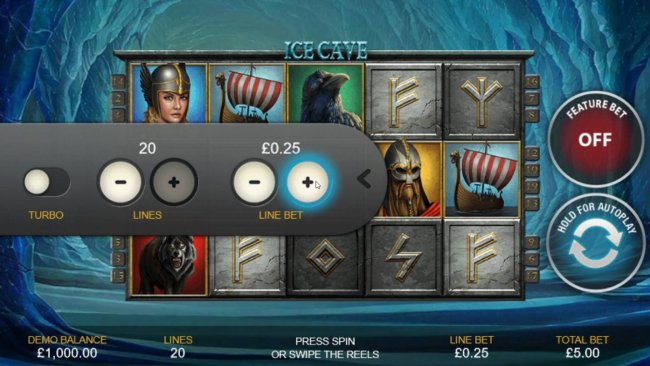 Free Slots 247 - Click on the side menu button to adjust the number of line played and the coin value.