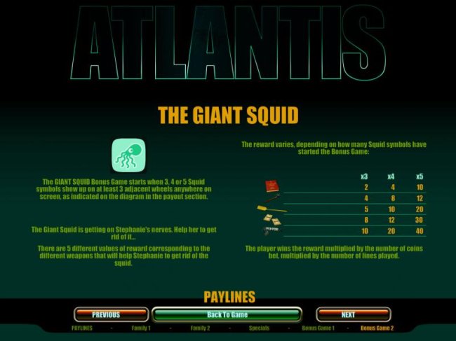 Free Slots 247 - The Giant Squid bonus game rules