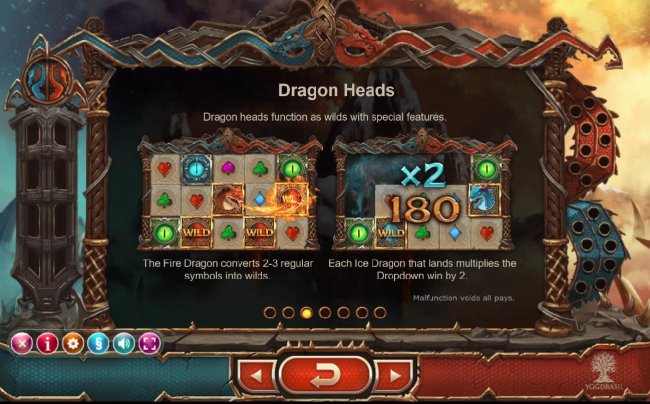 Dragon Heads function as wilds with special features by Free Slots 247