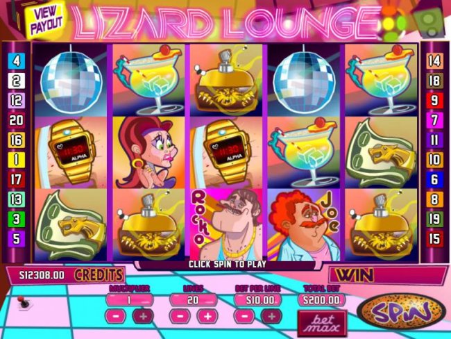 Main game board featuring five reels and 20 paylines with a Jackpot max payout - Free Slots 247