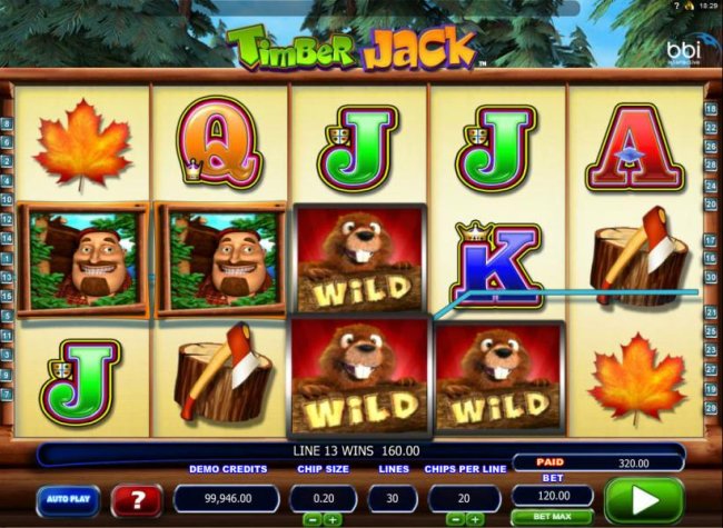 A trio of wild symbols on the 3rd and 4th reels triggers a pair of winning [aylines leading to an 320.00 jackpot! by Free Slots 247