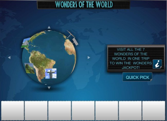 Bonus Game Board - Select tthe 7 wonders of the world to reveal cash prizes. - Free Slots 247
