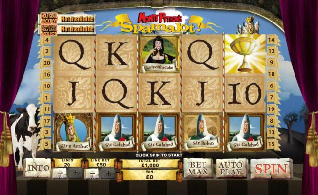 Main game board featuring five reels with 20 paylines and a progressive jackpot max payout. by Free Slots 247