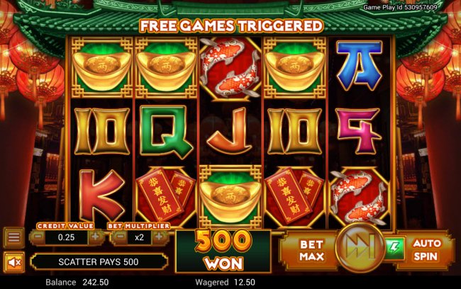 Free Slots 247 - Scatter win triggers the free spins feature